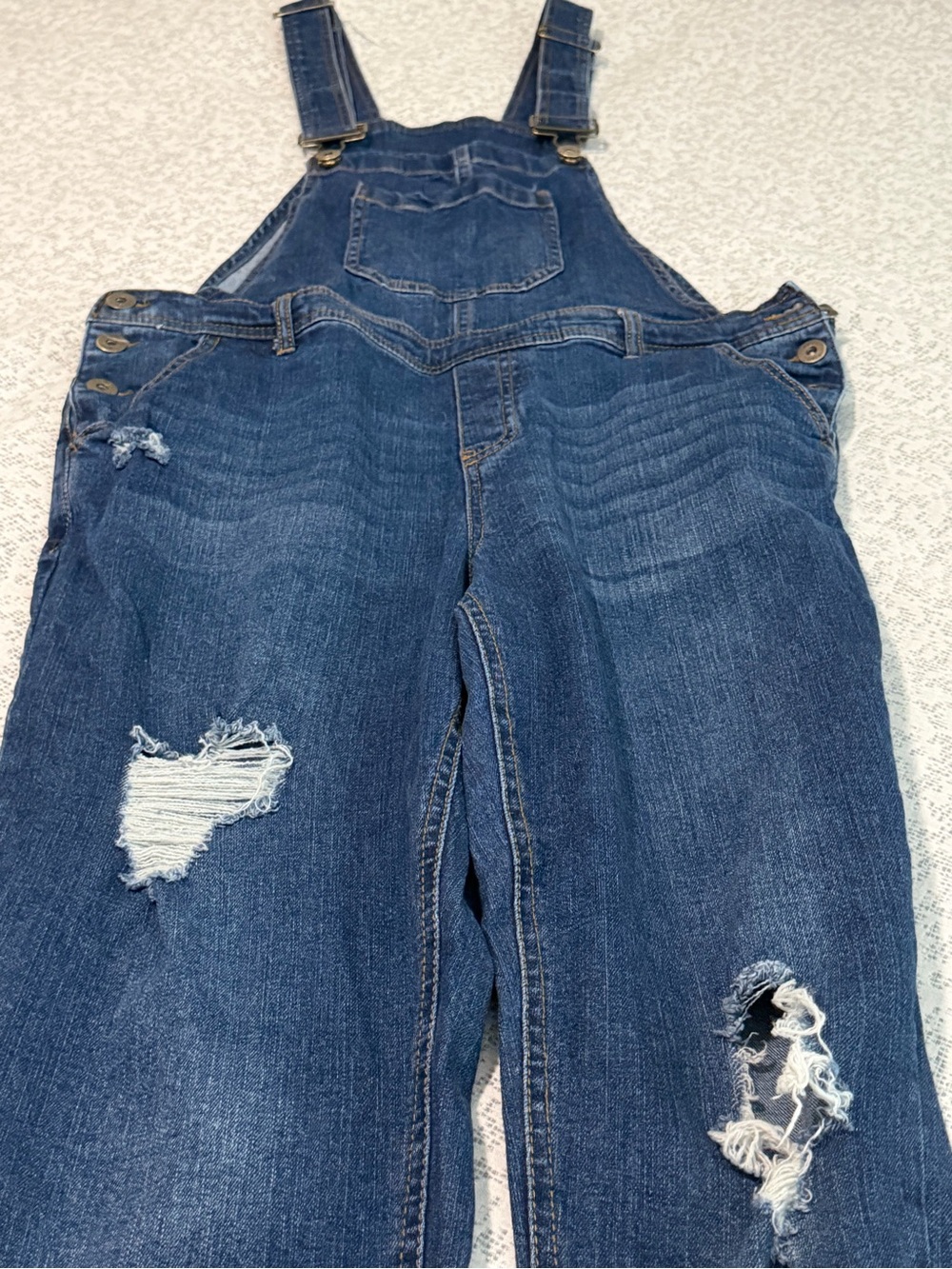 True Craft Distressed Blue Denim Overalls